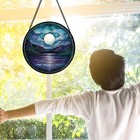 Blue Moon Lake Stained Glass Window Hanging Suncatcher Gift For Women 7 8 