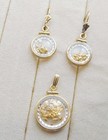 Natural Gold Mining Placer Nuggets Pendant   Pierced Earrings Set Gf Setting