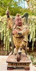 Antique 19th Century Chinese Deity Nezha Lotus Prince Carved Wood Buddha Statue