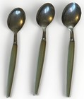 Vintage Castle Stainless Flatware Green Handle Mcm 3 Teaspoons