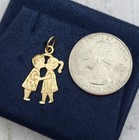 Vintage 14k Gold Boy   Girl Kissing Pendant Charm For Necklace Bracelet Kids