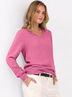 Womens V Neck Long Sleeve Sweater Soft Knit Casual Loose Fit Pullover Tops