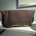 Vintage 1930s 1940s Brown Clutch Purse Art Deco Evening Bag Brass Frame Antique