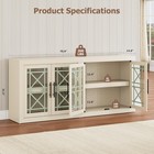 70 9  Buffet Sideboard With Storage With 4 Screen-printed Glass Doors White