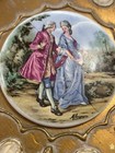 Victorian Couple In A Porcelain Plaque Centered In A Beige   Gold Frame  Signed