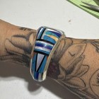 Sterling Silver Multicolor Inlay Handmade Native American Cuff Bracelet