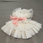 Vtg Girls White Eyelet Lace Ruffle Dress Pink Sash Cottage Prairie Bow-2t-5651