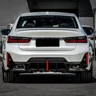 For 2023-24 Bmw 3 Series G20 Lci Gloss Black Rear Lower Diffuser With Led Light