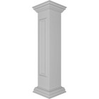 Straight 40 In  X 8 In  White Box Newel Post With Panel  Peaked Capital And Base