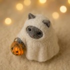 Needle Felted Ghost Cat  British Shorthair Halloween Figurine  Cat Lover Gift