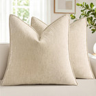 Chenille Euro Throw Pillow Covers 26x26 Inches Beige For Bed Sofa Living Room
