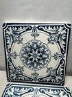 Antique Victorian Minton Fireplace Tiles Blue White Transfer Print Set Of 4