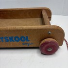 Vintage Playskool Colorful Wooden Wagon Red Wheels With A Rope