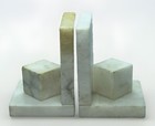 Antique Circa 1920s White  Yellow Marble Book Ends  2   Art Deco  Golden Age