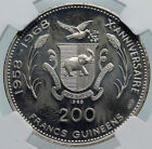 1969 Guinea W Jfk   Rfk John F  Kennedy Proof Silver 200 Francs Coin Ngc I85994