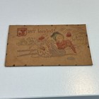 Just Landed Woman Train Track Vintage Leather Postcard Post Chicago Trolley Rare