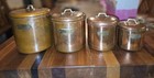 Vintage Copper Kitchen Canister Set Of 4 Coffee Tea Sugar Flour Rustic Farmhouse