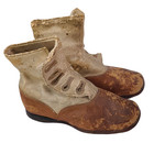 Antique Victorian Child Kids Leather Button Boots Shoes Edwardian Vintage 2-tone