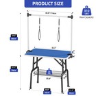 42  Pet Dog Grooming Table Foldable Adjustable Arm Non Slip Desktop Storage Blue
