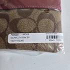 Coach Signature Pvc Leather Corner Zip Wristlet Wallet Khaki Cherry F58035 New