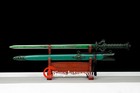All Green Sharp Chinese Kung Fu Sword Manganese Steel Doube Edge Hexahedron Jian