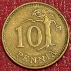 High Grade Xf 1963 Finland 10 Pennia Lion sword Coin-dec406