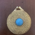 Vintage Youth Dew Estee Lauder Turquoise Gold Rope Solid Perfume Compact