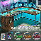67  L Shaped Gaming Desk Home Office Computer Desk W  File Drawer Led Lights