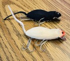Vintage Heddon Meadow Mouse Topwater Lure Lot  2   White black 2 75    1 2 Oz