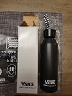 Vans Off The Wall 21 4 Oz Black Aluminum Sport Water Bottle   Vans Patch Set New