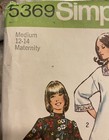 5369 Vintage Simplicity Sewing Pattern Misses Maternity Top 12-14 1970s Uncut