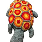 Xl Crochet Turtle Green Red Yellow Orange Stuffed Handmade