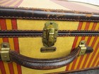 Oshkosh Yellow red Tweed Double Stripe Vintage Suitcase Luggage 24x14x8