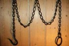 Antique Wrought Hook On Long Chain   Beam  Iron Ring 72  Inch