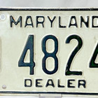 1987 Maryland Dealer License Plate D 48243 Vehicle Tag