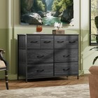 Wide Fabric Dresser With Drawers Bedroom Storage Organizer And Wood Top