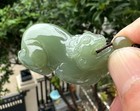 Natural Hetian Green Jade Pi Yao Pendant Hand Carved Lucky Beast Amulet Necklace
