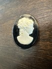 Oval Black   Ivory Cameo Portrait Brooch Pin  Oval Shape Cameo Jewelry