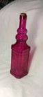 12  Tall Decorating Glass Bottle   Cork Fuchsia Raised Design Square