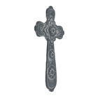 Small Flower Wall Cross Cast Iron Rustic Gray Finish Antique Style 8 X 4 5 Inch