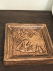 Vintage Hand Carved Wood Elephant Wall Plaque 3d Relief Tropical Jungle Art 8x8