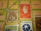 Vintage Worldwide Stamp Lot Australia Nigeria Japan Denmark Ceylon Used Off Pape