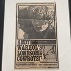 1969 Andy Warhol   s Lonesome Cowboys   Garrick Theatre Film Opening Ad