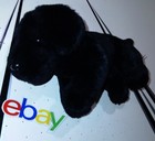 Vintage Fao Schwarz 10    Black Labrador Dog Puppy Lab Plush Stuffed Animal Euc