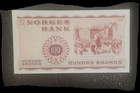 Norway 100 Kroner Banknote 1975 P-38g Henrik Wergeland C096  Xf-au