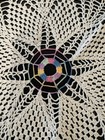 Vintage Hand Crocheted Doilie - Rainbow easter Doilie 10    Round
