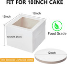 20-pack 12x12x6 Cake Boxes   Boards White Sturdy Dessert Packaging Display