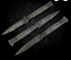 Vintage Handmade M48 Urban Dagger Damascus Fixed Double Edged Blade Knife Sheath