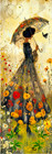 Victorian Girl Bookmark - Flower Meadow Rainy Day  Unique Gift For Book Readers