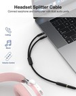 Headphone Mic Splitter For Pc  Braided 3 5mm Female To 2 Dual Male Audio    